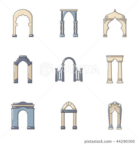 Arch structure icons set, cartoon style 44290300