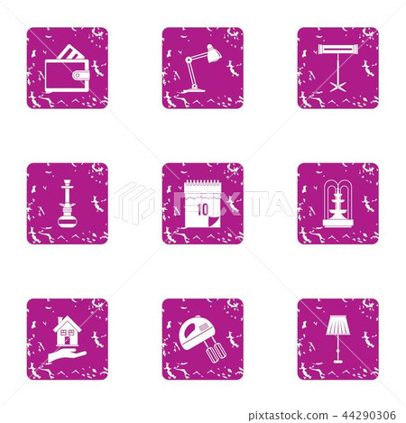Workstation icons set, grunge style Workstation icons set, grunge style 44290306