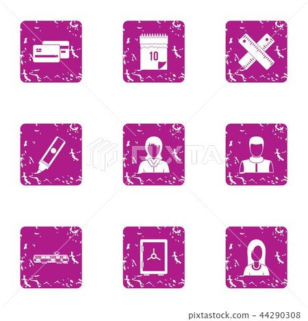 Cash economize icons set, grunge style Cash economize icons set, grunge style 44290308