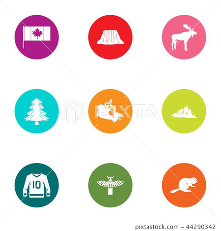 Canadian forest icons set, flat style Canadian forest icons set, flat style 44290342