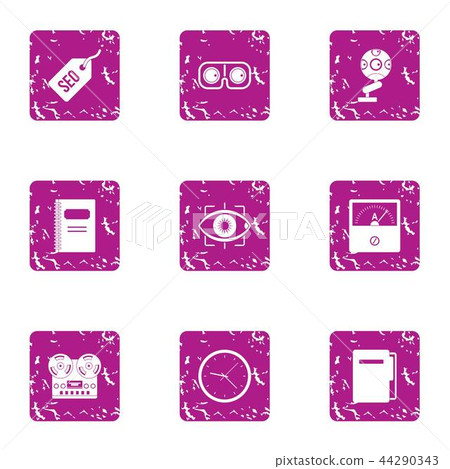 Marketing research icons set, grunge style 44290343