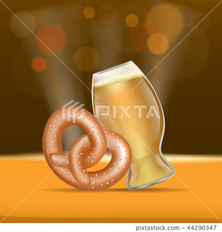 Beer and pretzel fest concept banner, realistic style Beer and pretzel fest concept banner, realistic style 44290347