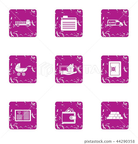Gold reserve icons set, grunge style Gold reserve icons set, grunge style 44290358