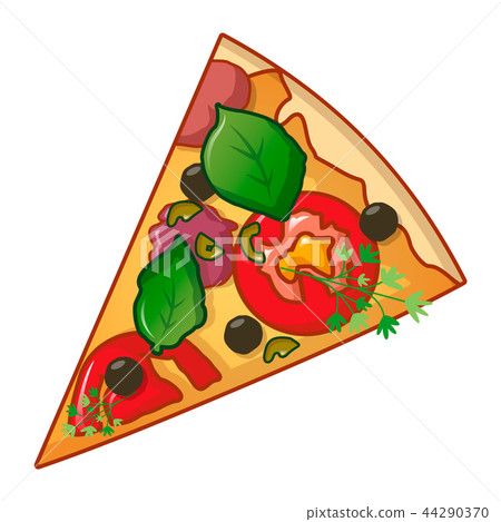Slice of pizza icon, cartoon style 44290370