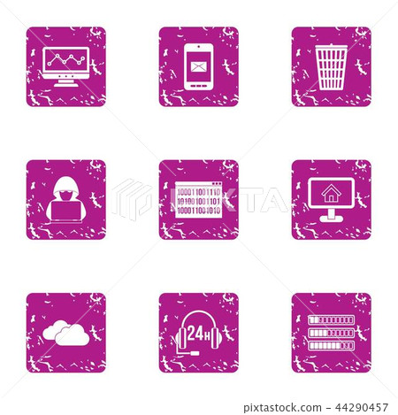 Cyberspace threat icons set, grunge style Cyberspace threat icons set, grunge style 44290457