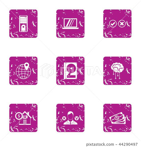 Division icons set, grunge style Division icons set, grunge style 44290497