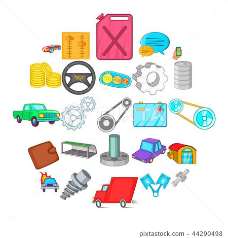 Car mending icons set, cartoon style Car mending icons set, cartoon style 44290498