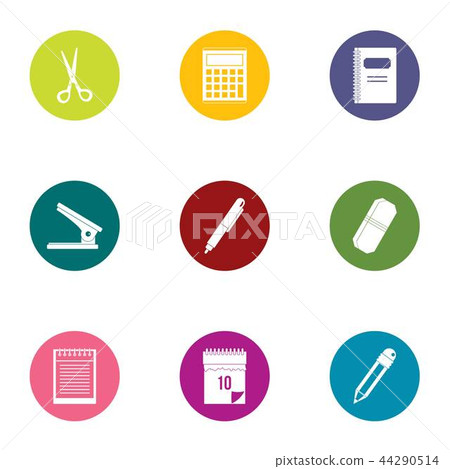 School curriculum icons set, flat style School curriculum icons set, flat style 44290514