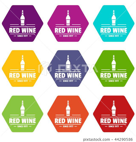Glass wine icons set 9 vector Glass wine icons set 9 vector 44290586