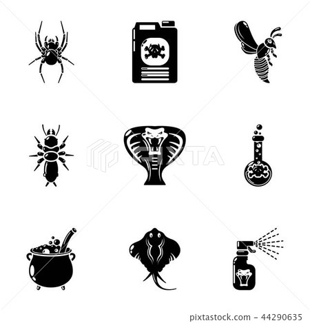 Toxic chemical icons set, simple style Toxic chemical icons set, simple style 44290635