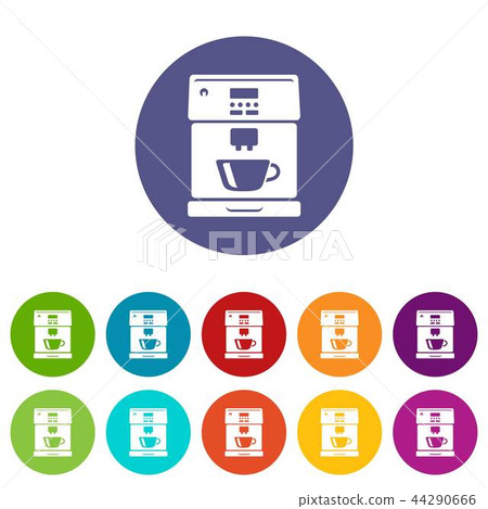 Coffee machine icons set vector color - Stock Illustration [44290666 ...
