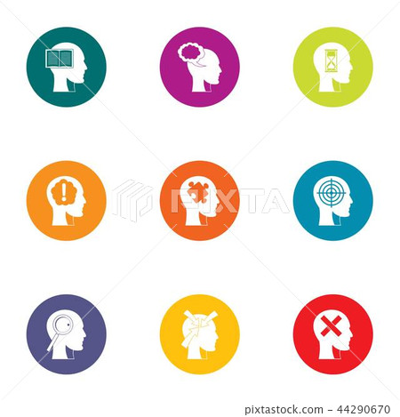 Conscious mind icons set, flat style Conscious mind icons set, flat style 44290670