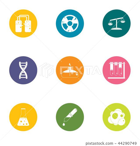 Chemical experiment icons set, flat style Chemical experiment icons set, flat style 44290749