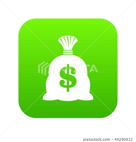 Money bag with US dollar sign icon digital green 44290812
