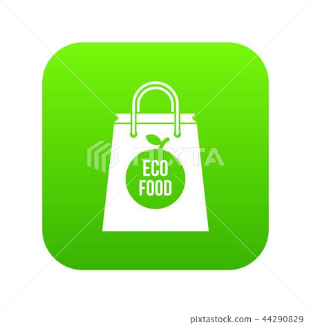 Eco food bag icon digital green Eco food bag icon digital green 44290829