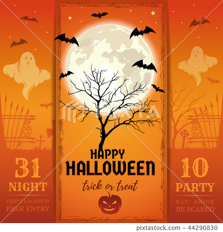 Invitation card for a Halloween night party Invitation card for a Halloween night party 44290830