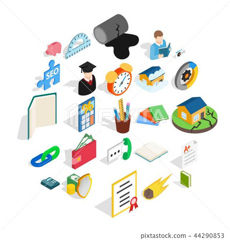 Chemistry icons set, isometric style 44290853