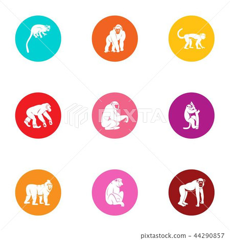 Anthropoid icons set, flat style Anthropoid icons set, flat style 44290857