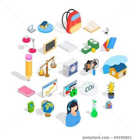 Reactions icons set, isometric style 44290861