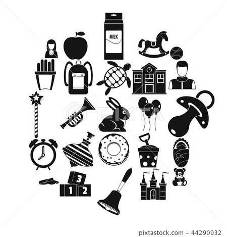 Child center icons set, simple style - Stock Illustration [44290932 ...