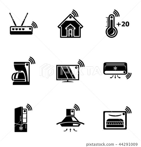 Wifi home icons set, simple style Wifi home icons set, simple style 44291009