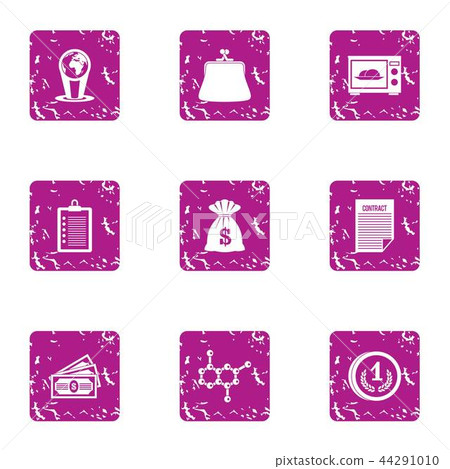 Currency note icons set, grunge style Currency note icons set, grunge style 44291010