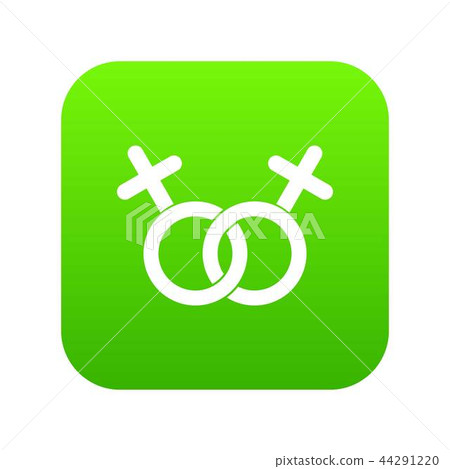 Lesbian love sign icon digital green Lesbian love sign icon digital green 44291220