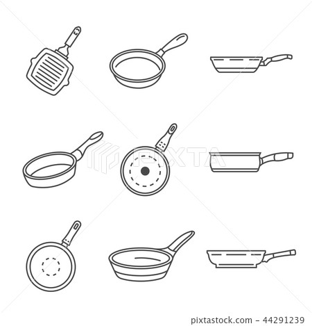 Griddle pan icon set, outline style 44291239