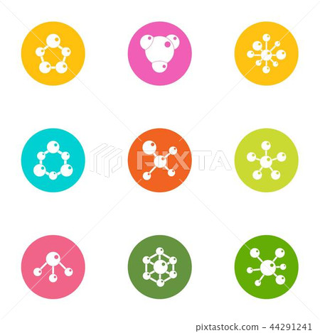 Study of chemistry icons set, flat style Study of chemistry icons set, flat style 44291241
