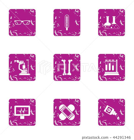 Elemental composition icons set, grunge style 44291346