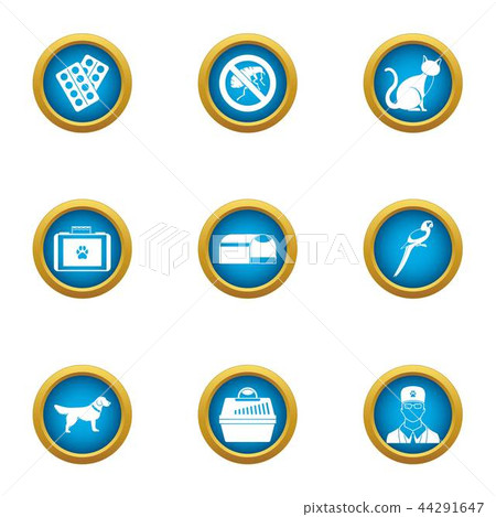 Care of beastly icons set, flat style 44291647