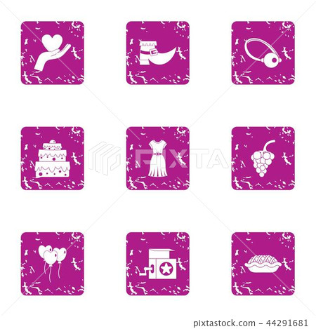 Endearment icons set, grunge style Endearment icons set, grunge style 44291681
