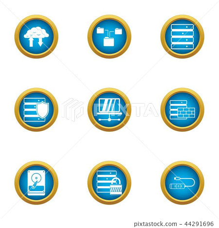 Data stronghold icons set, flat style 44291696