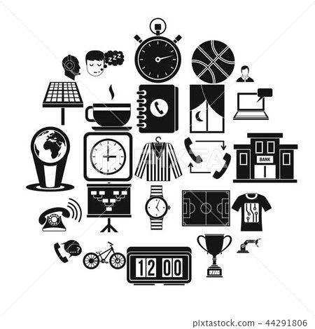 Timepiece icons set, simple style Timepiece icons set, simple style 44291806
