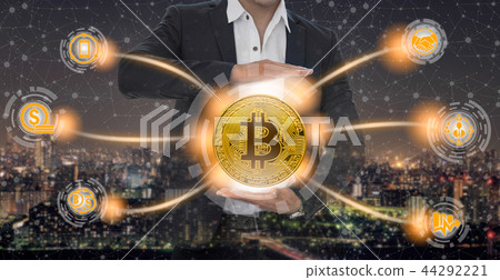 Bitcoin and cryptocurrency investing concept. 44292221