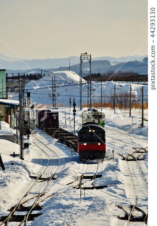 Freight train passing through Nagamanbe Station (DE 200) 44293130