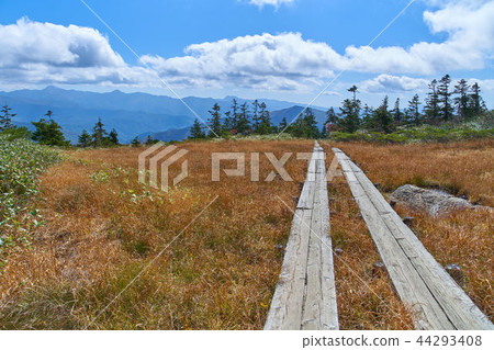 A view of Nikko Shirane mountain area southeast from Oyama Sawadayo of autumn Oze Shibutsuyama 44293408