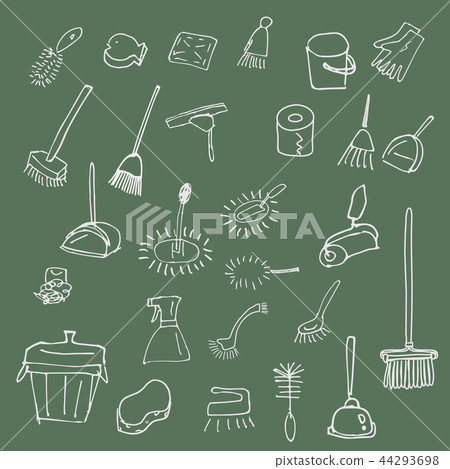 Cleaning goods icon collection chalk style 44293698