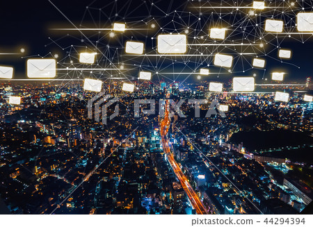 Emails with aerial view of Tokyo, Japan 44294394