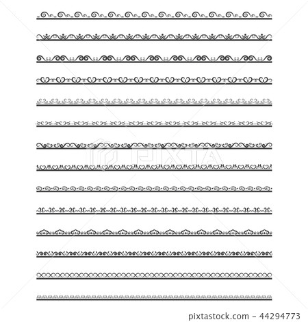 calligraphic design elements in black lines swirl  44294773