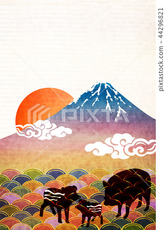 富士山新年的卡片背景 富士山新年的卡片背景 44296821