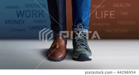 Work Life Balance Concept. Low Section of a Man Work Life Balance Concept. Low Section of a Man 44296954