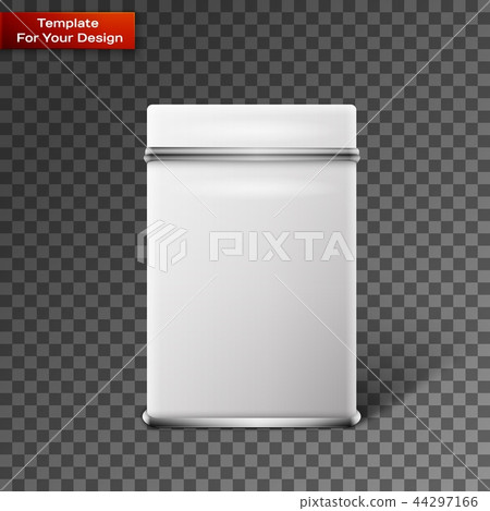 Vector object. White square tin packaging. 44297166