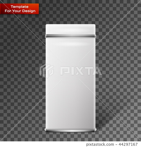 Vector object. White square tin packaging. Vector object. White square tin packaging. 44297167