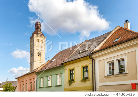 Colorful facades of houses in Kutna Hora. Colorful facades of houses in Kutna Hora. 44300439