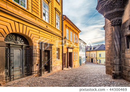 Colorful facades of houses in Kutna Hora. Colorful facades of houses in Kutna Hora. 44300469