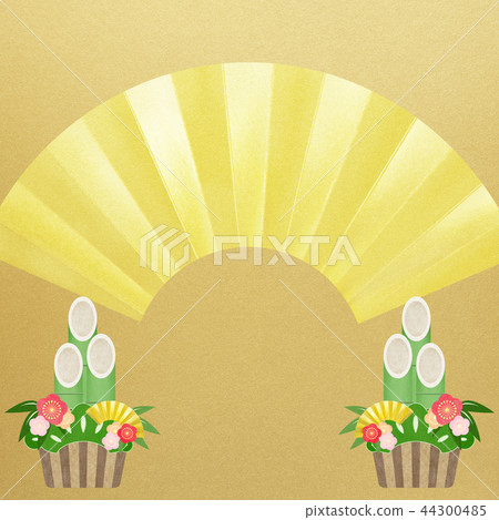 Japanese-Japanese style-Japanese pattern-Japanese paper-background-Kadomatsu-gold leaf-fan-New Year 44300485
