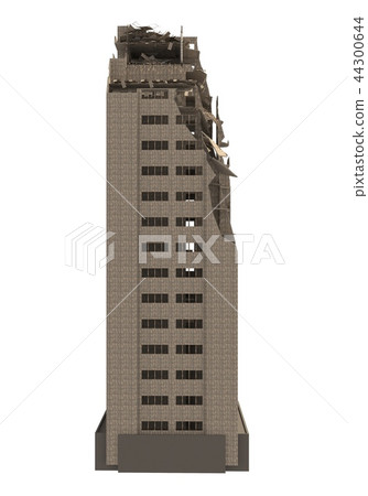 Ruined Skyscraper Isolated On White 3D Illustration Ruined Skyscraper Isolated On White 3D Illustration 44300644