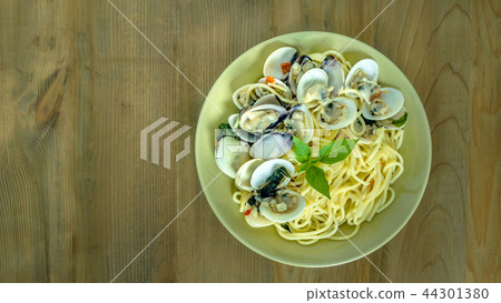 Clams pasta seafood dish Clams pasta seafood dish 44301380