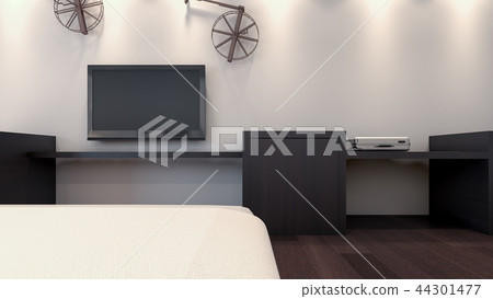 View of footboard into television , 3d rendering 44301477